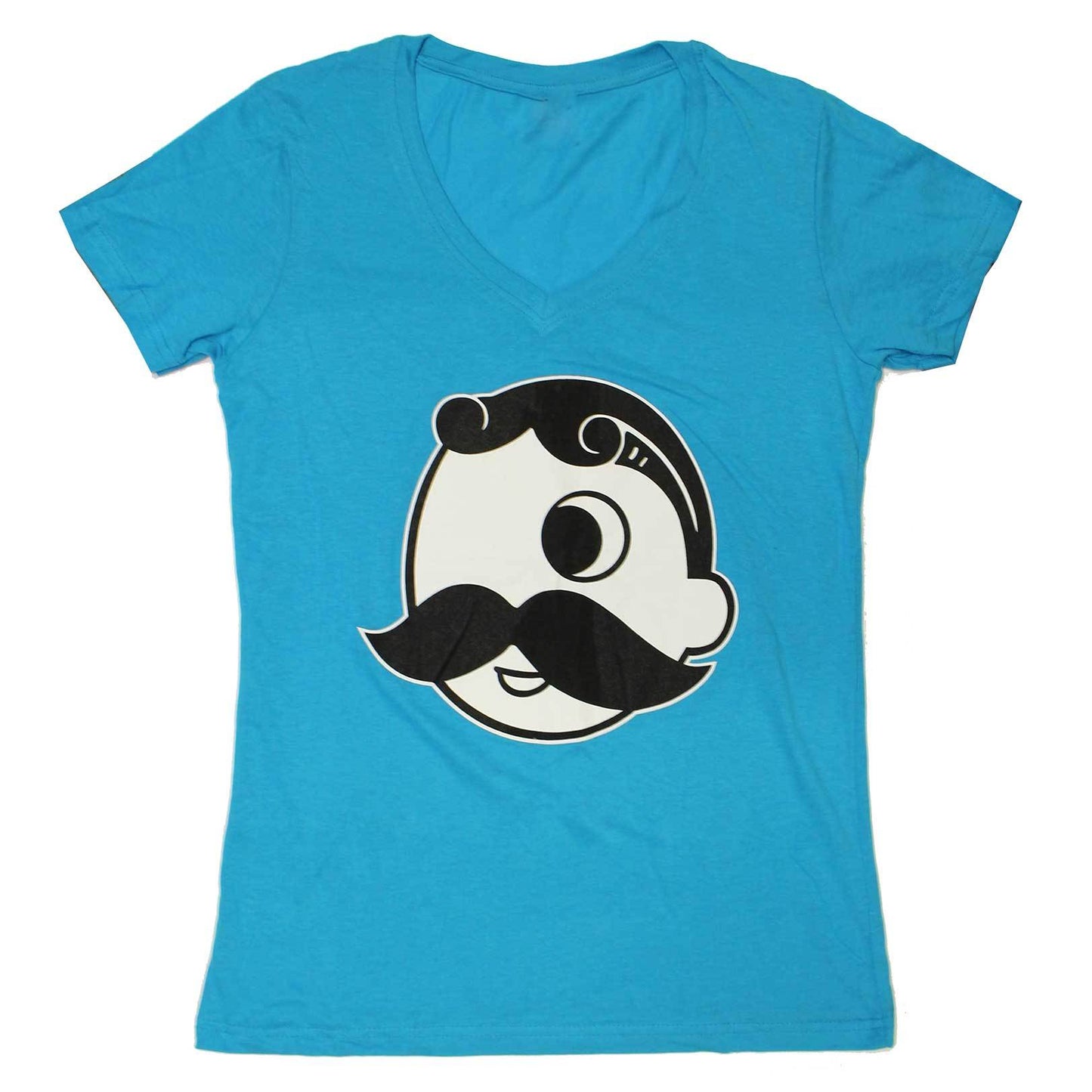 Natty Boh Logo (Caribbean Blue) / Ladies V-Neck Shirt - Route One Apparel
