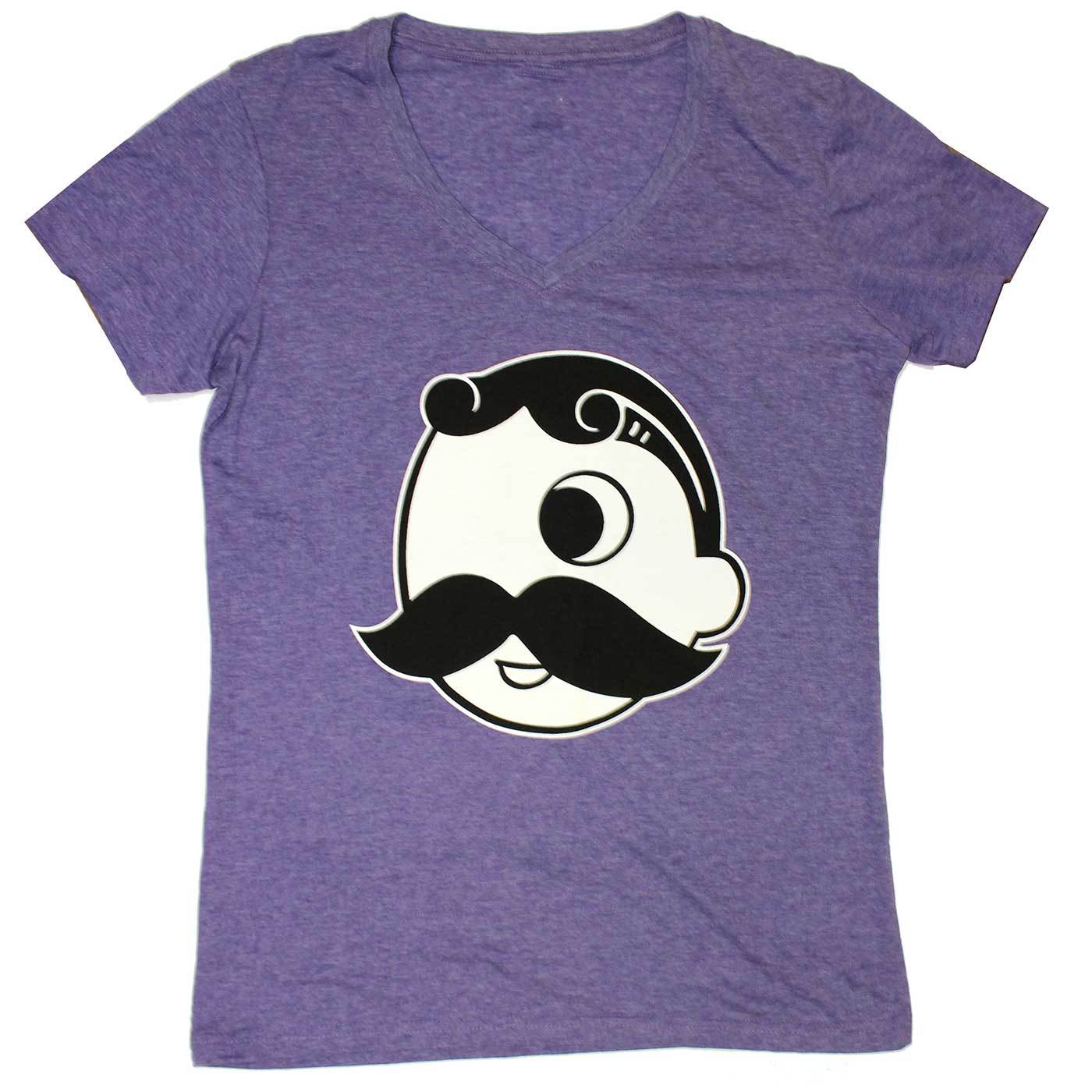 Natty Boh Logo (Heather Purple) / Ladies V-Neck Shirt - Route One Apparel