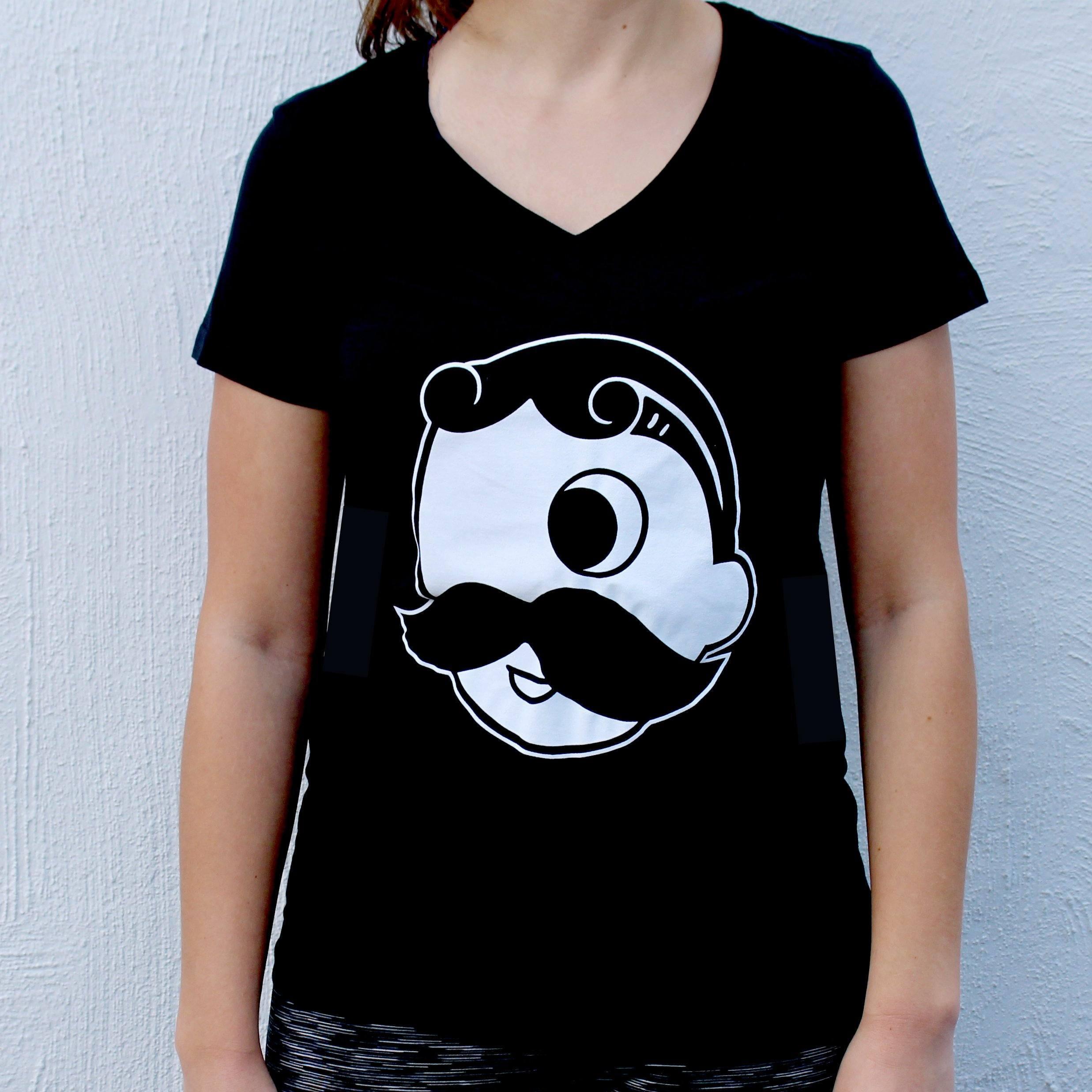 Natty Boh Logo (Black) / Ladies V-Neck Shirt - Route One Apparel
