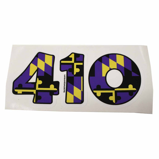 "410" Baltimore Football Purple & Gold Maryland Flag / Sticker - Route One Apparel