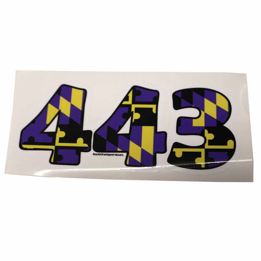 "443" Baltimore Football Purple & Gold Maryland Flag / Sticker - Route One Apparel