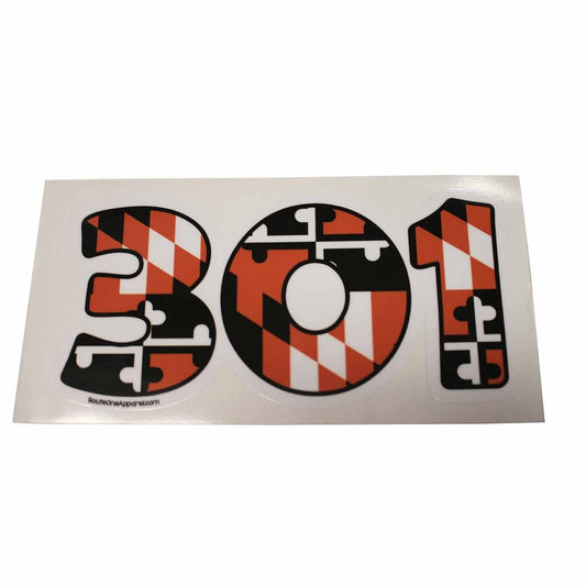 "301" Baltimore Baseball Black & Orange Maryland Flag / Sticker - Route One Apparel
