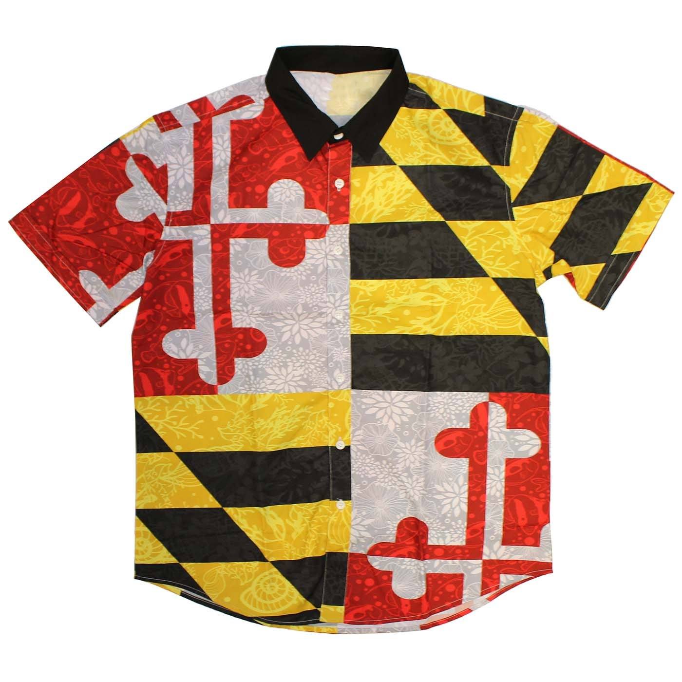 Maryland Flag Nautical Shells / Hawaiian Shirt - Route One Apparel