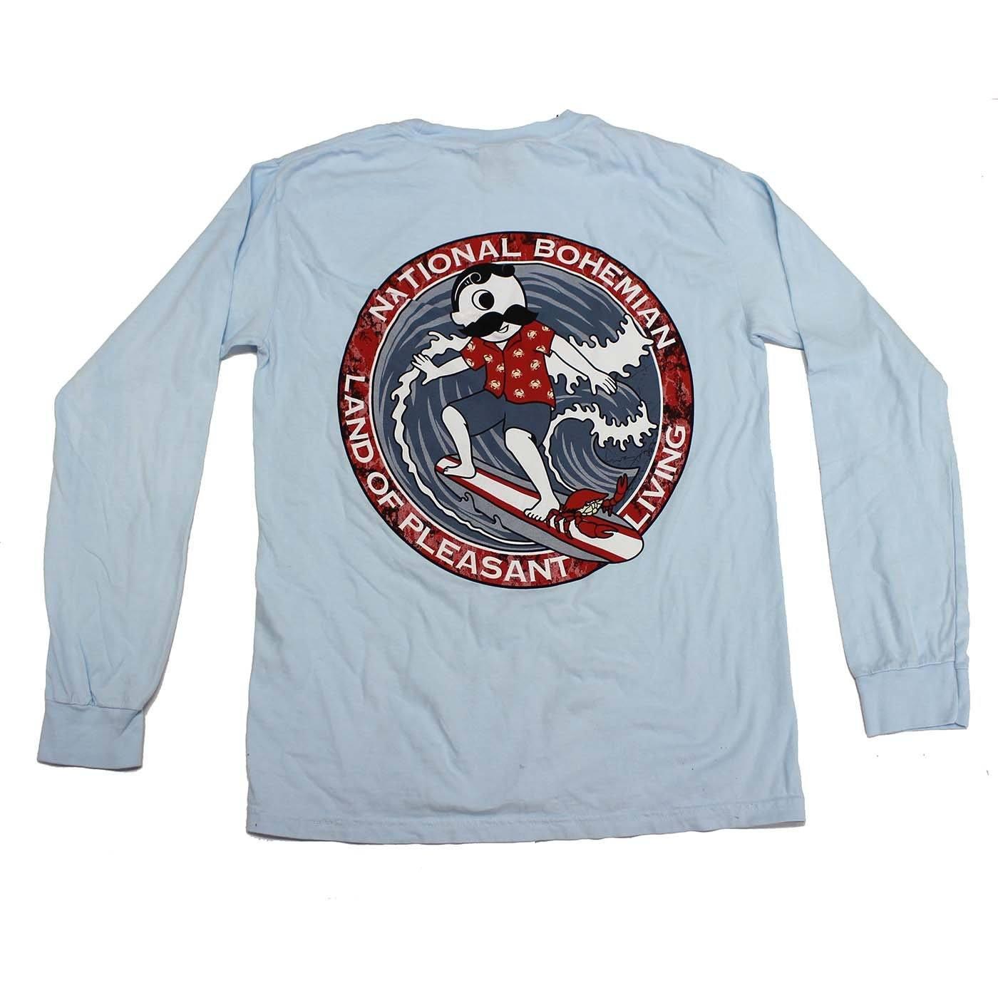 Retro Boh Wave Surfing (Chambray) / Long Sleeve Shirt - Route One Apparel