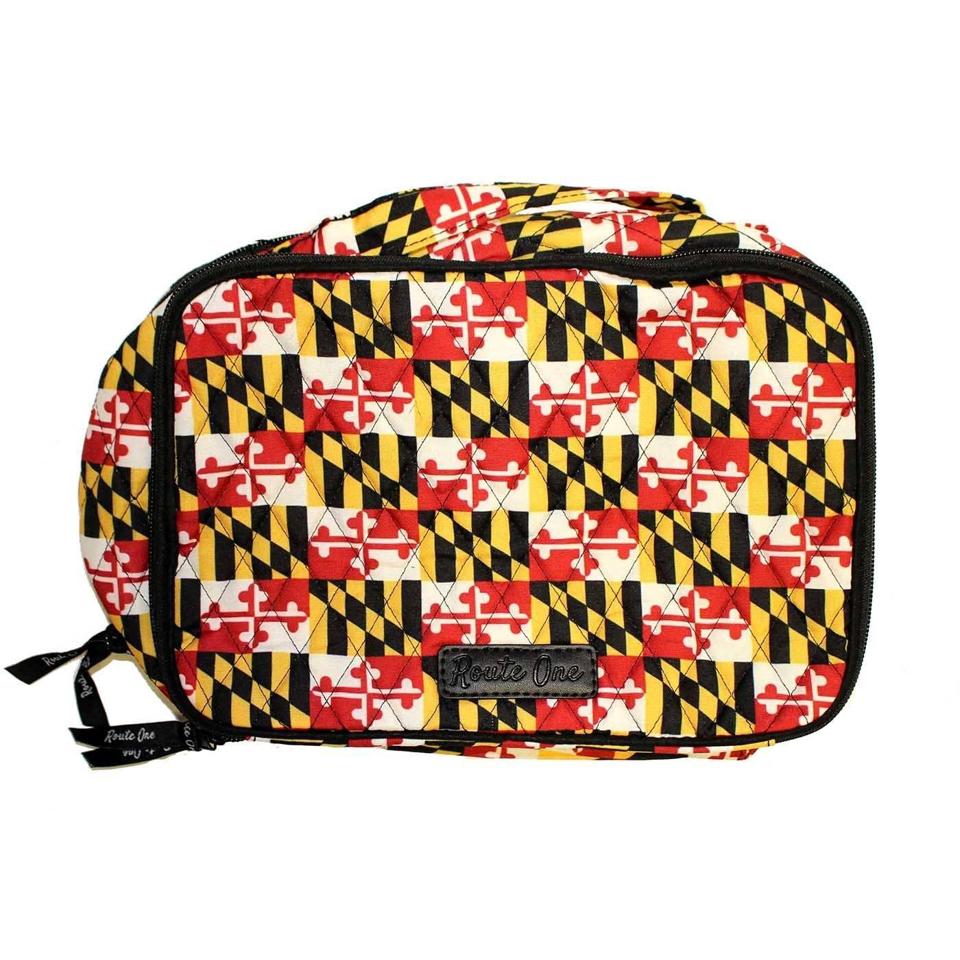 Quilted Maryland Flag / Blush & Brush Cosmetic Bag - Route One Apparel