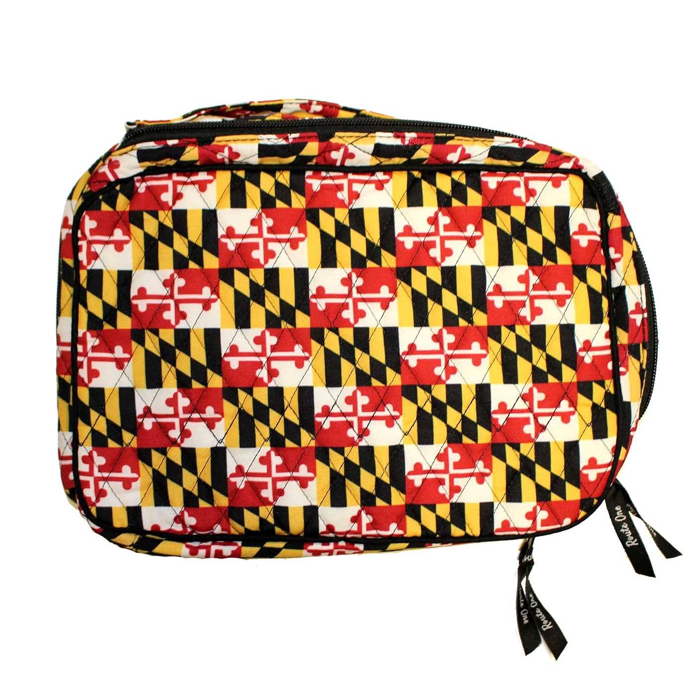 Quilted Maryland Flag / Blush & Brush Cosmetic Bag - Route One Apparel