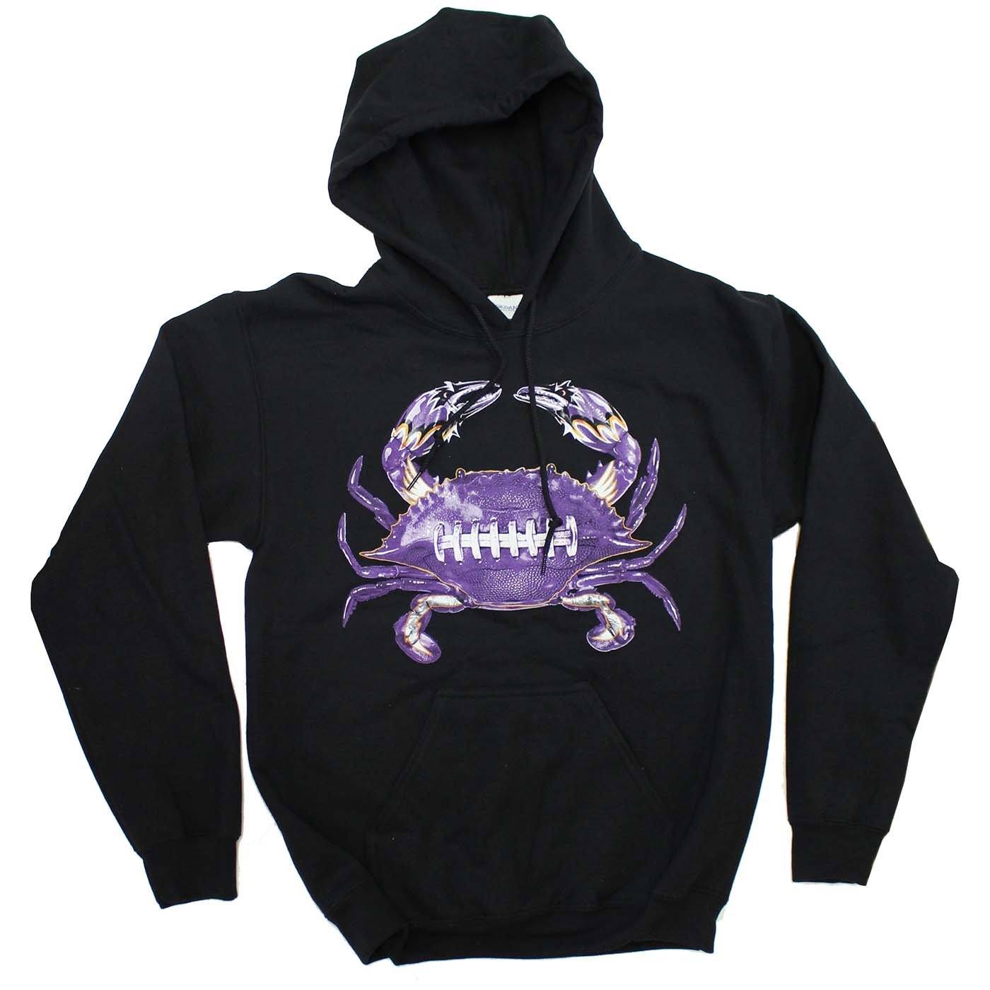 Baltimore Football Home Team Crab *Front Print* (Black) / Hoodie - Route One Apparel