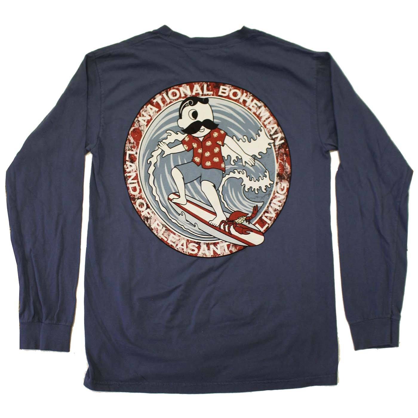Retro Boh Wave Surfing (Midnight) / Long Sleeve Shirt - Route One Apparel