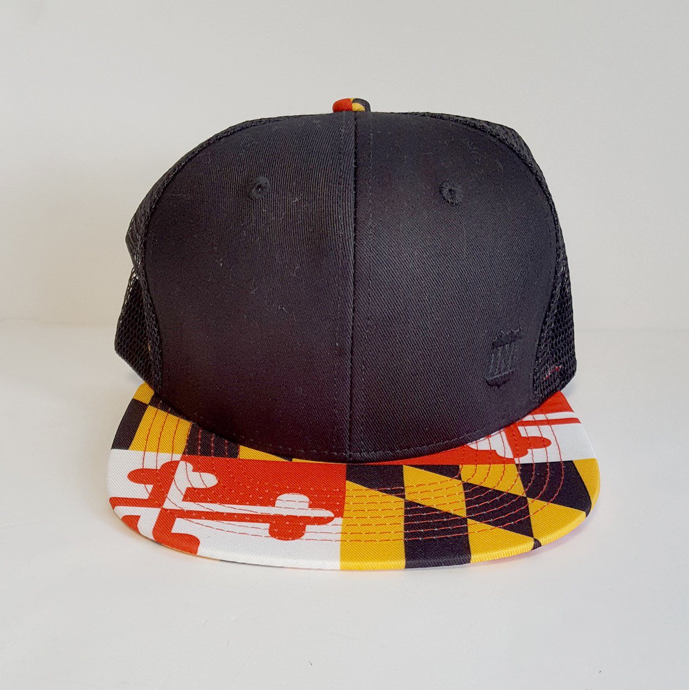 Basic Maryland Flag Brim (Black) / Flat Trucker Hat - Route One Apparel