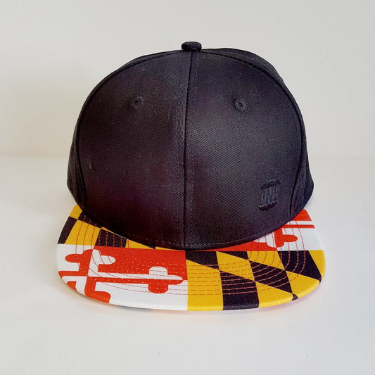 Basic Maryland Flag Brim (Black) / Snapback Hat - Route One Apparel