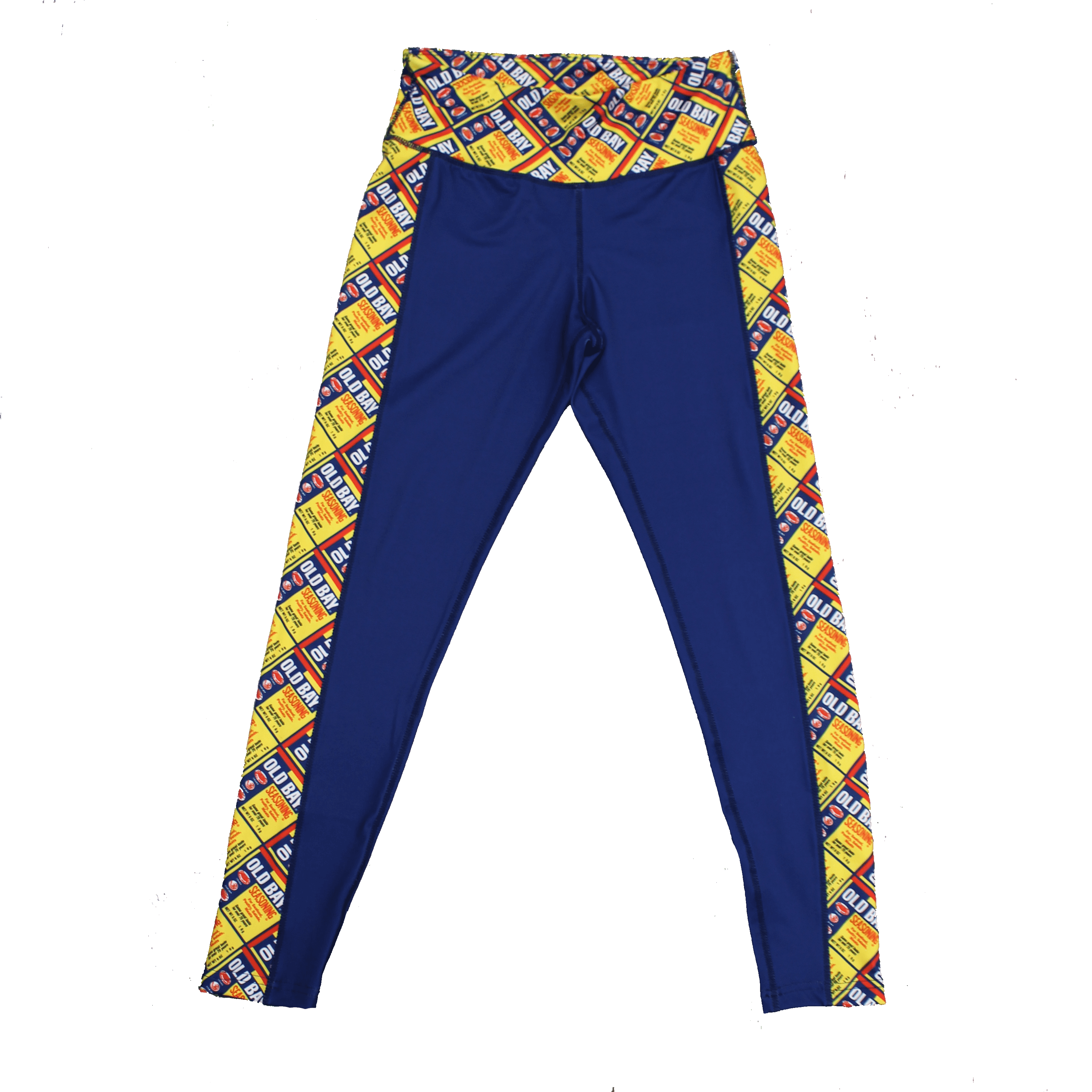 Flat Old Bay Can Pattern Sides (Royal) / Yoga Leggings - Route One Apparel