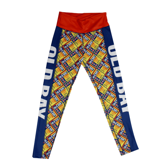Flat Old Bay Can Pattern Half Side (Royal) / Workout Capris - Route One Apparel