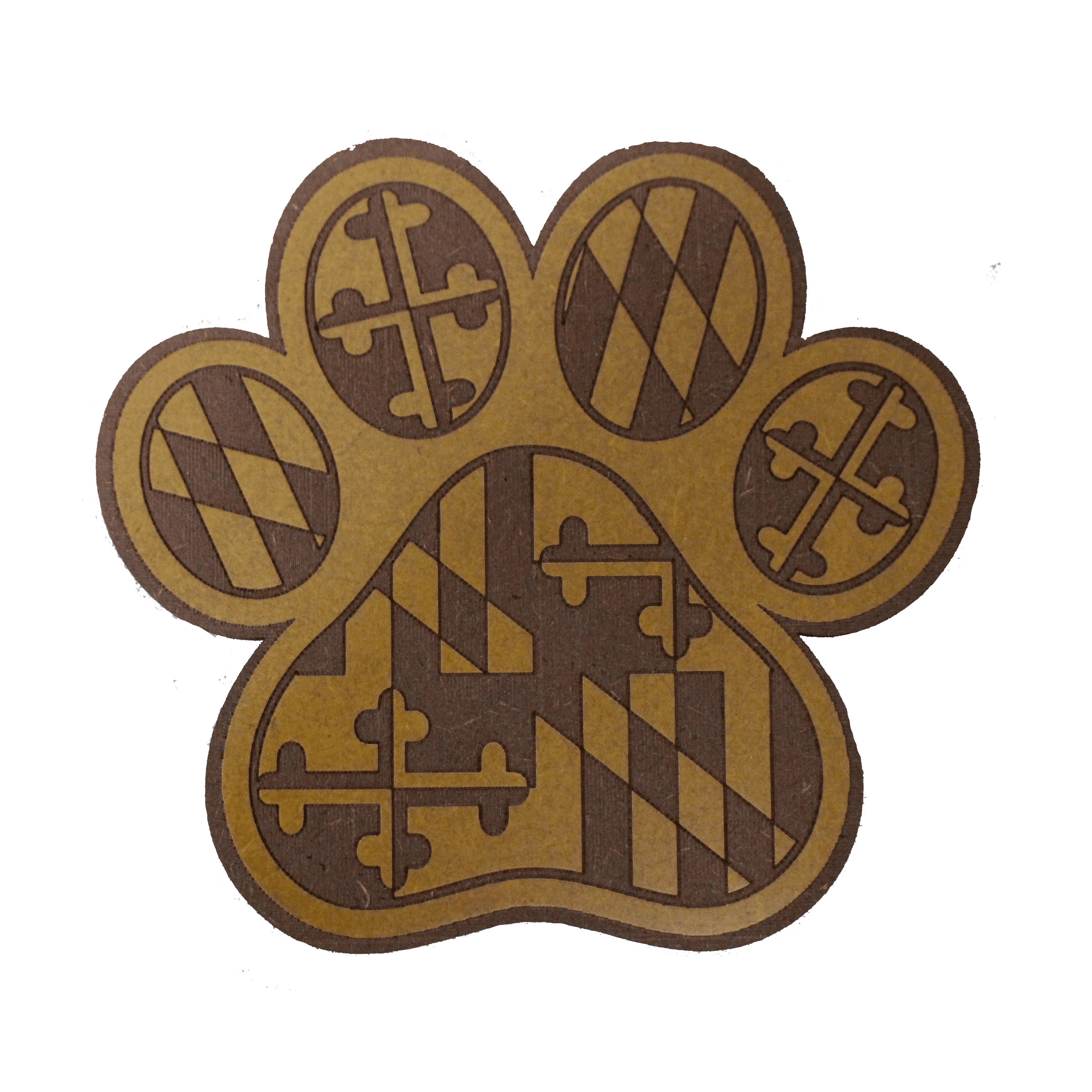Maryland Flag Paw Print / Wooden Coaster - Route One Apparel