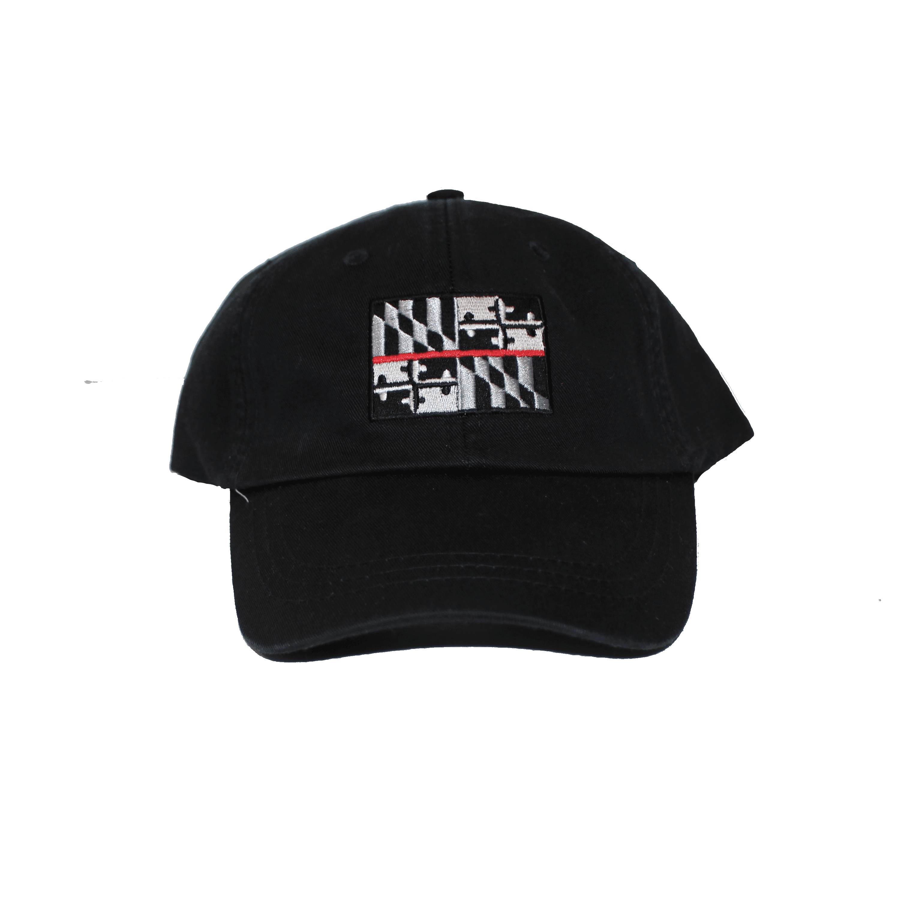 Maryland Flag Red Line (Black) / Baseball Hat - Route One Apparel