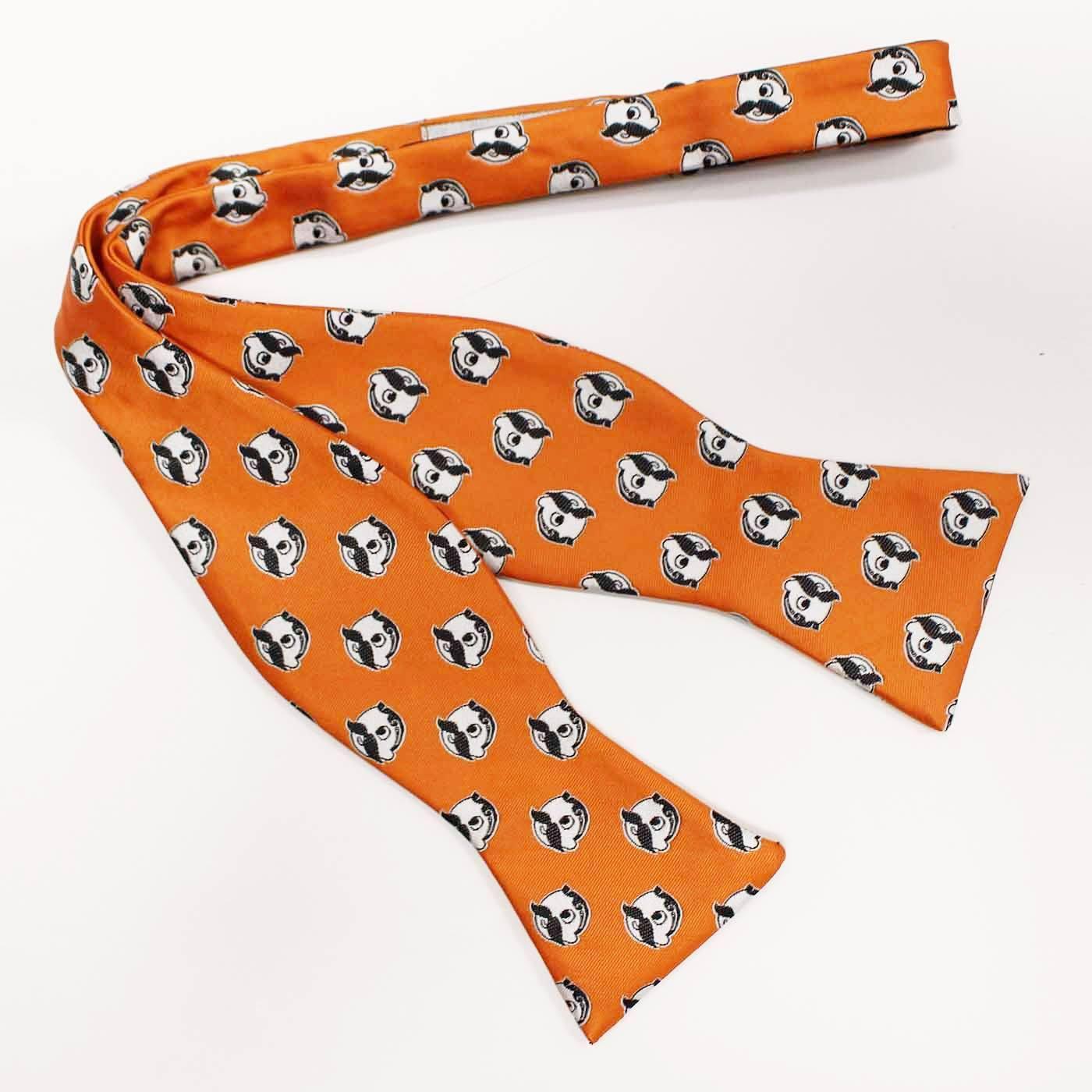Embroidered Natty Boh Logo Pattern (Orange) / Self-Tie Bowtie - Route One Apparel