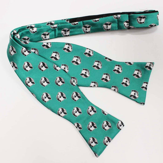 Embroidered Natty Boh Logo Pattern (Green) / Self-Tie Bowtie - Route One Apparel