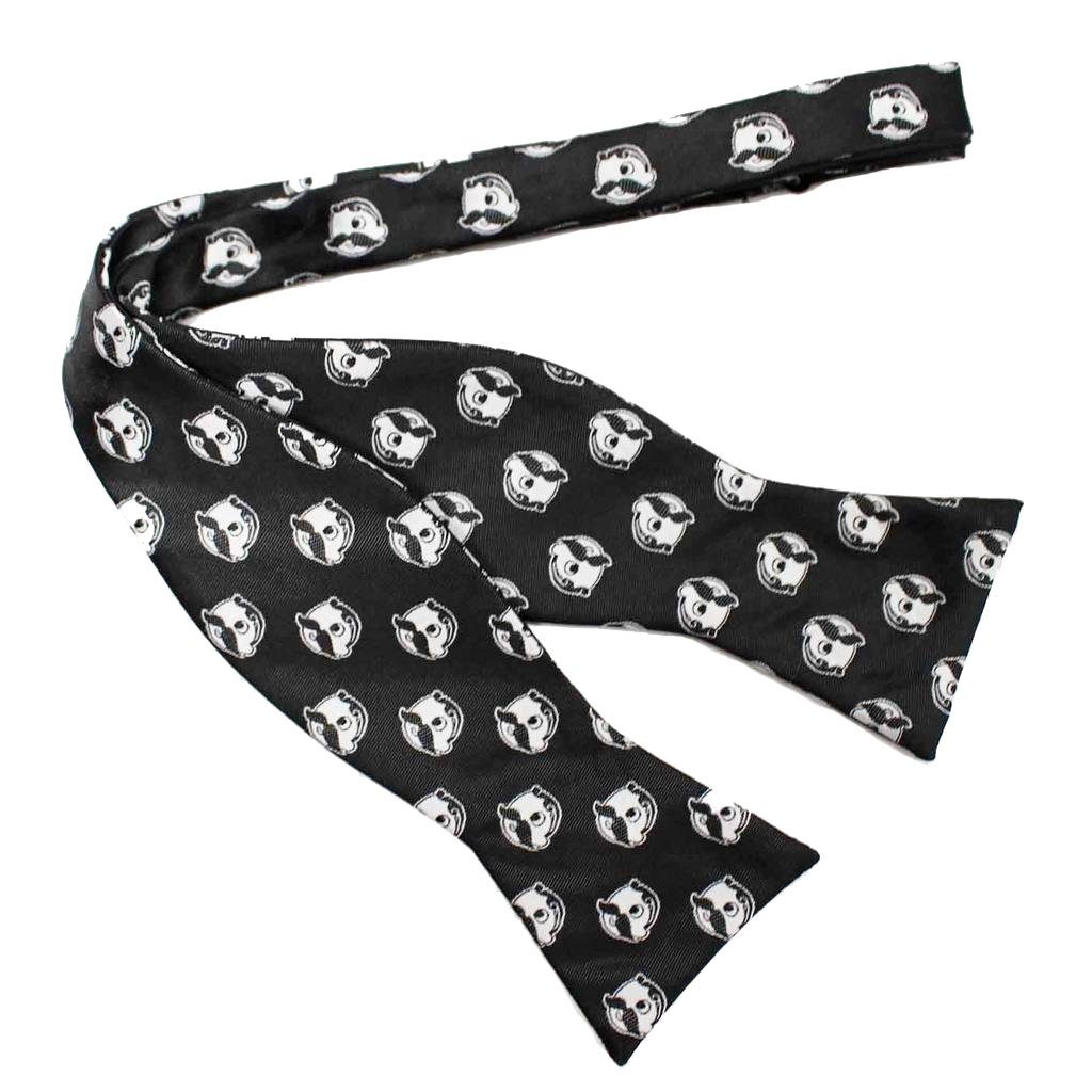 Embroidered Natty Boh Logo Pattern (Black) / Self-Tie Bowtie + Pocket Square *BUNDLE* - Route One Apparel