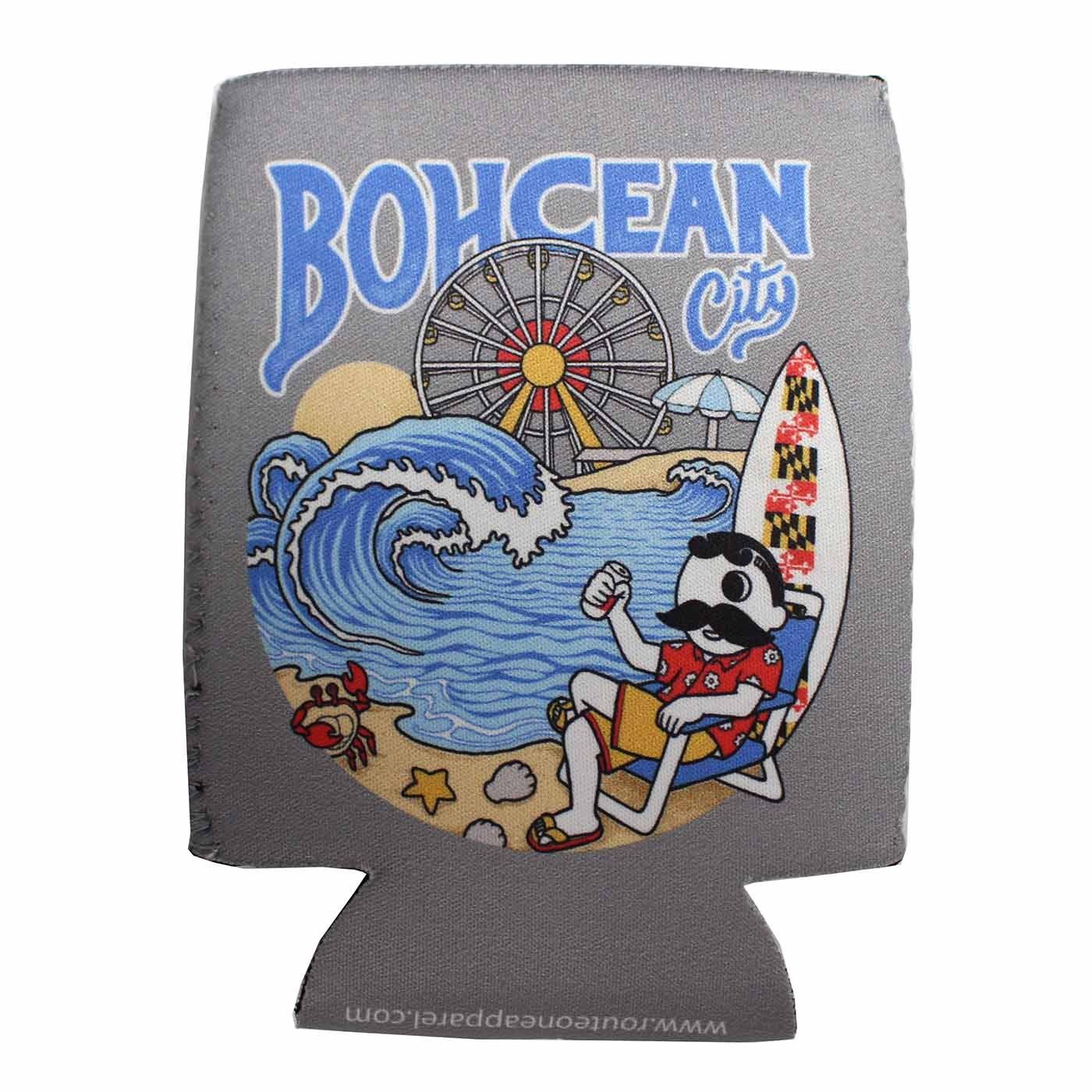 Bohcean City On The Beach (Grey) / Can Cooler - Route One Apparel