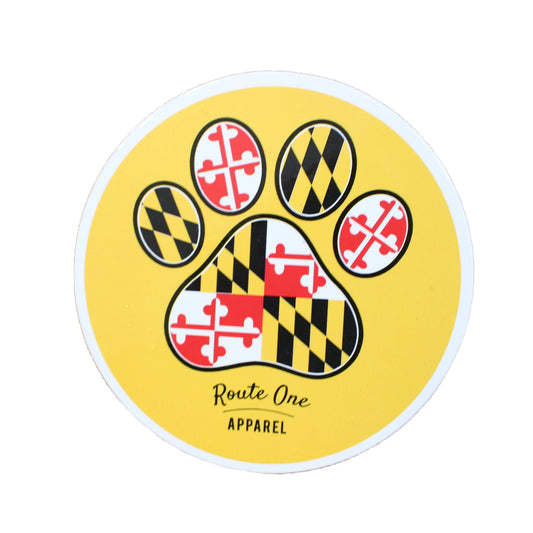 Maryland Flag Paw Print (Gold) / Cork Coaster - Route One Apparel