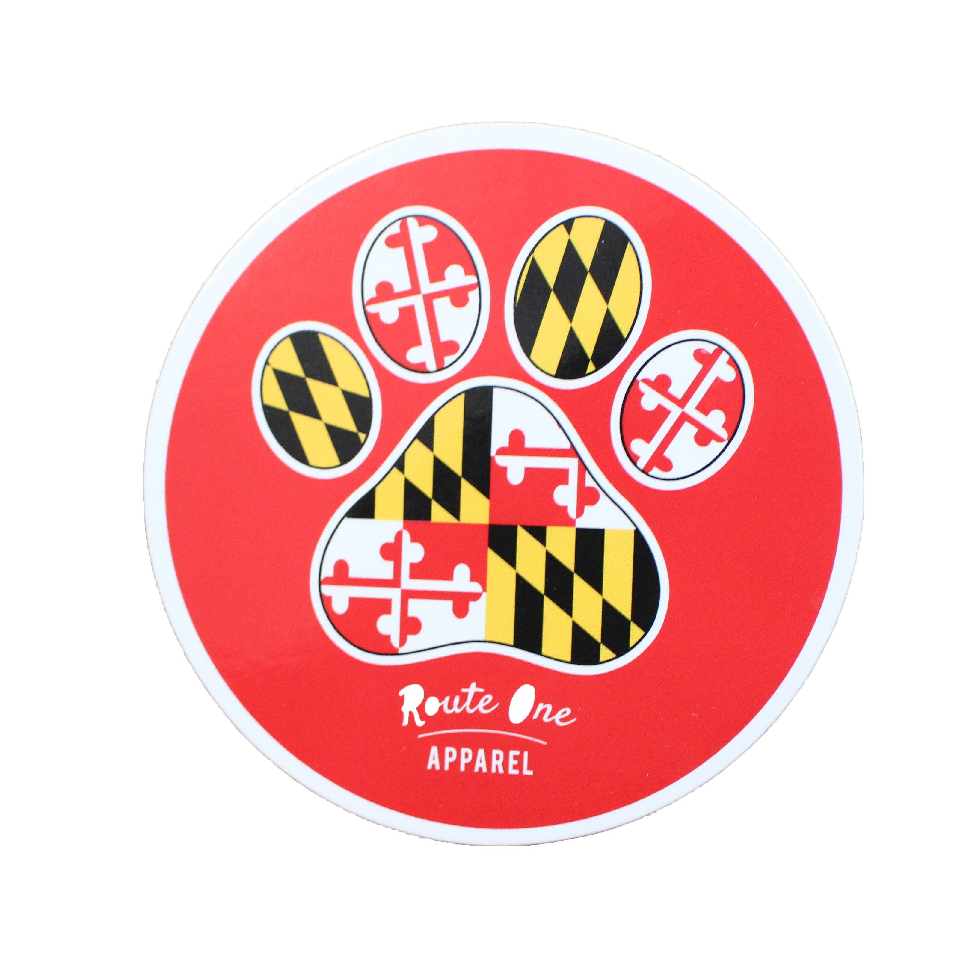 Maryland Flag Paw Print (Red) / Cork Coaster - Route One Apparel