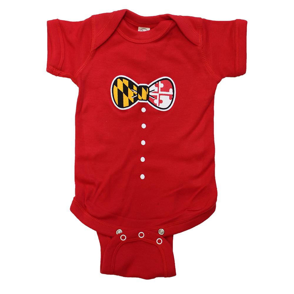 Maryland Bow Tie (Red) / Baby Onesie - Route One Apparel