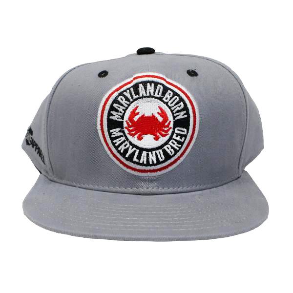 Maryland Born Maryland Bred (Grey) / Canvas Snapback Hat - Route One Apparel