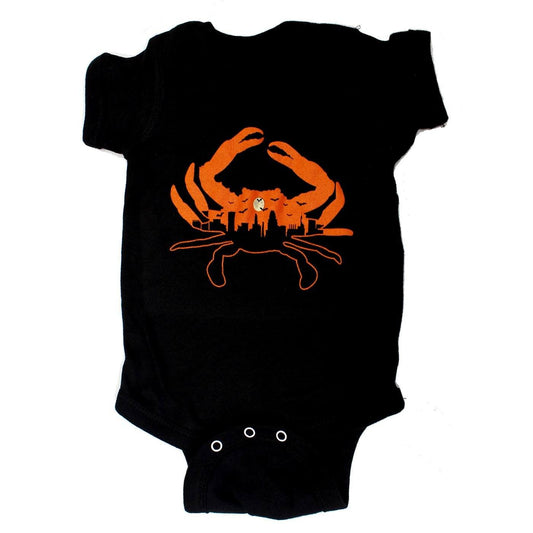 Spooky Skyline Crab (Black) / Baby Onesie - Route One Apparel