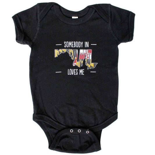 Somebody in Maryland Loves Me (Black) / Baby Onesie - Route One Apparel