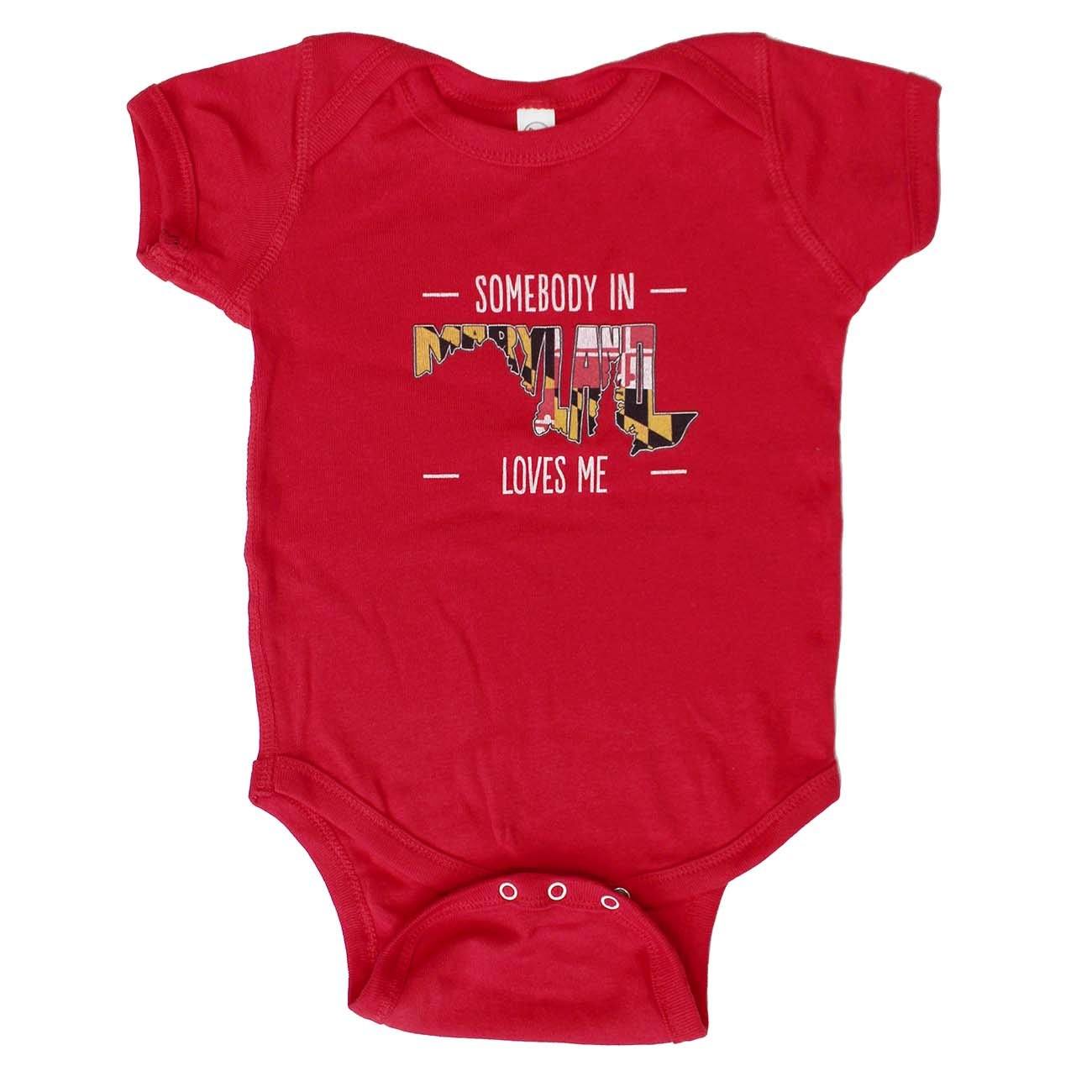 Somebody in Maryland Loves Me (Red) / Baby Onesie - Route One Apparel