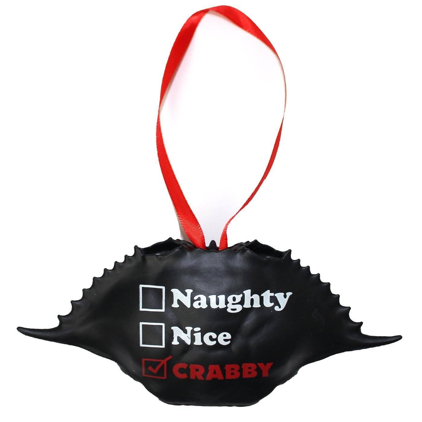 Naughty, Nice, Crabby (Black) / Crab Shell Ornament - Route One Apparel