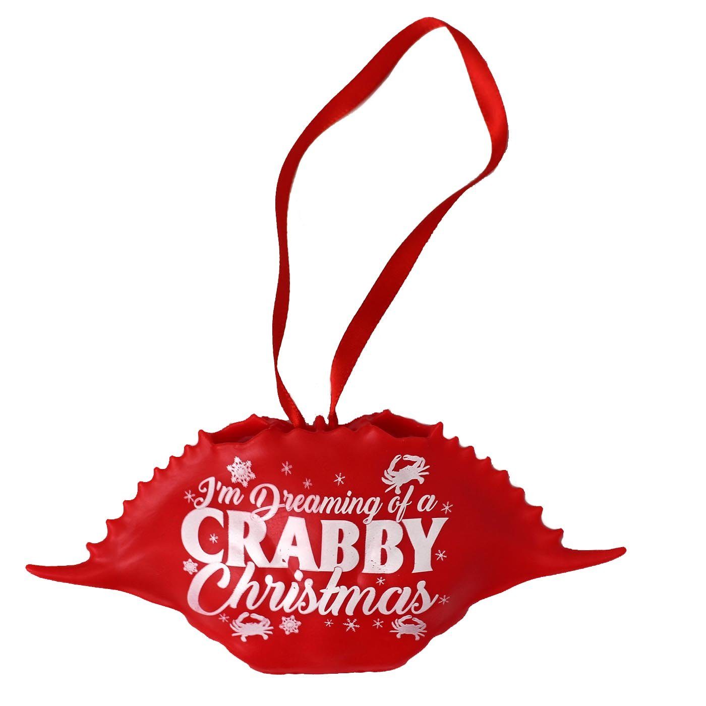 Dreaming Of A Crabby Christmas (Red) / Crab Shell Ornament - Route One Apparel