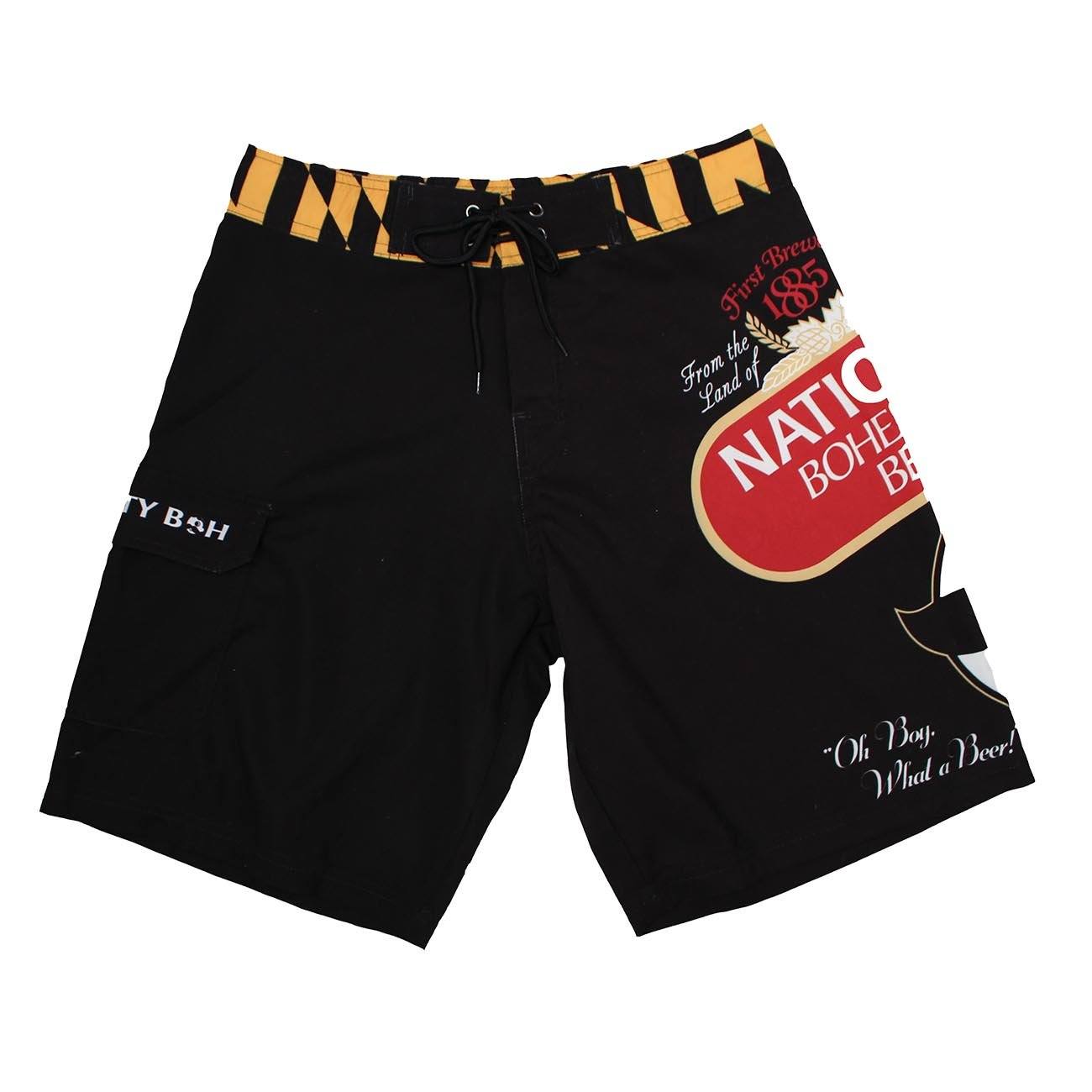 National Bohemian (Black) / Board Shorts - Route One Apparel