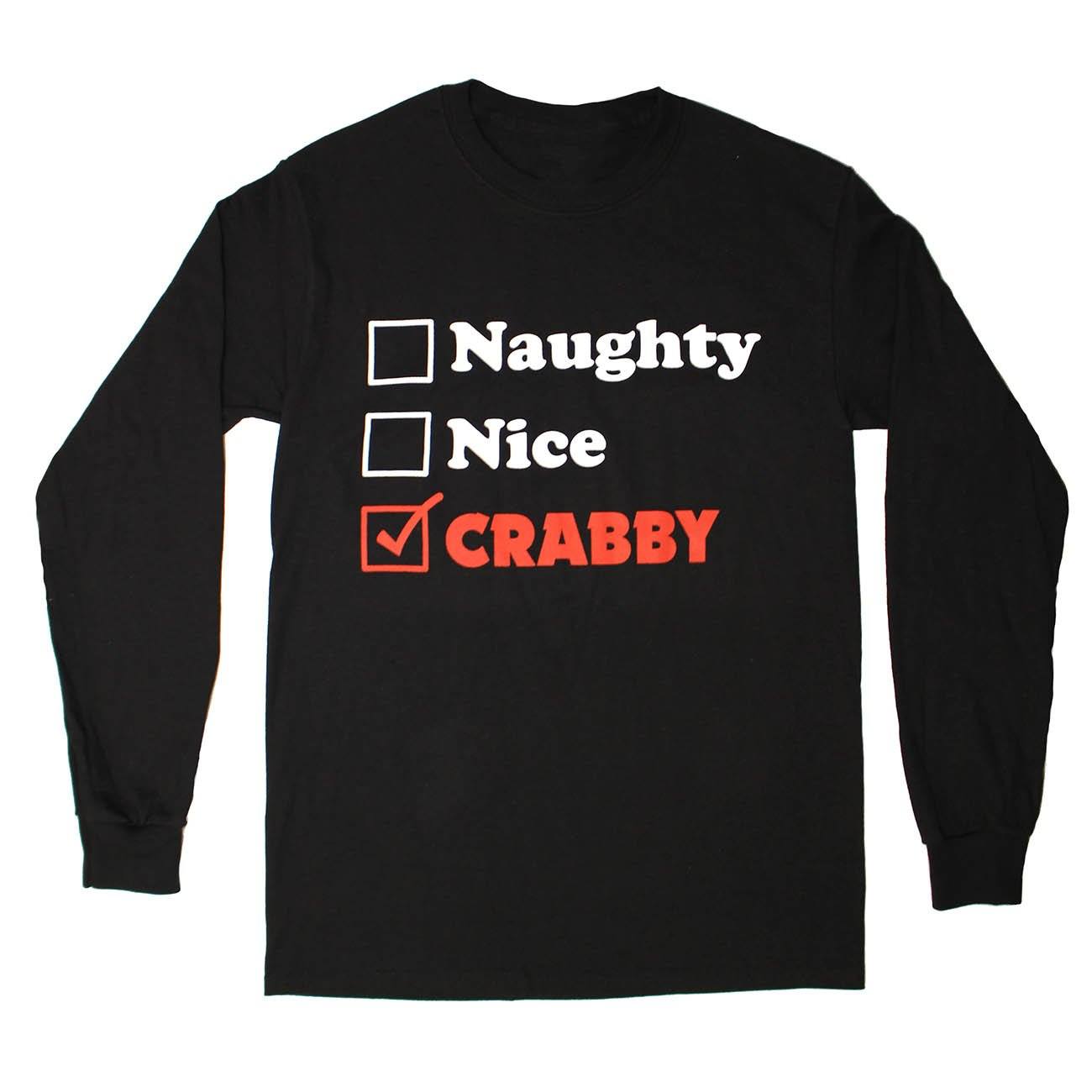 Naughty, Nice, Crabby (Black)  / Long Sleeve Shirt - Route One Apparel