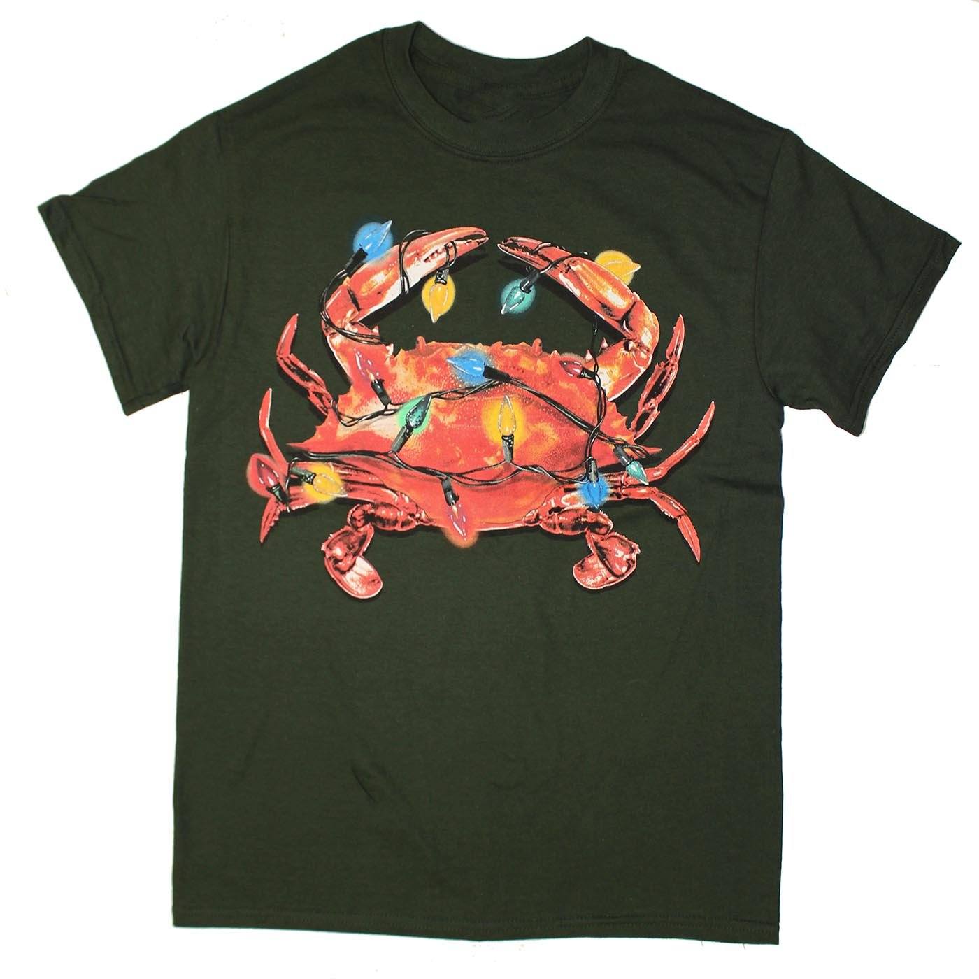 Christmas Lights Crab (Green) / Shirt - Route One Apparel