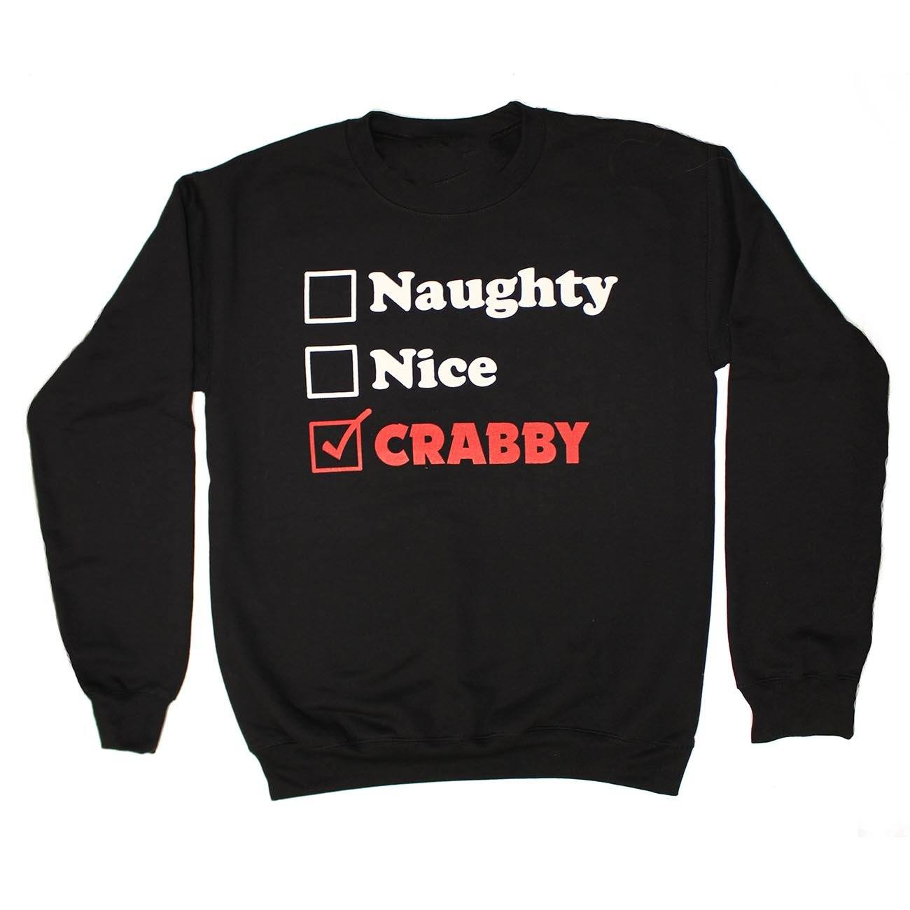 Naughty, Nice, Crabby (Black) / Crew Sweatshirt - Route One Apparel