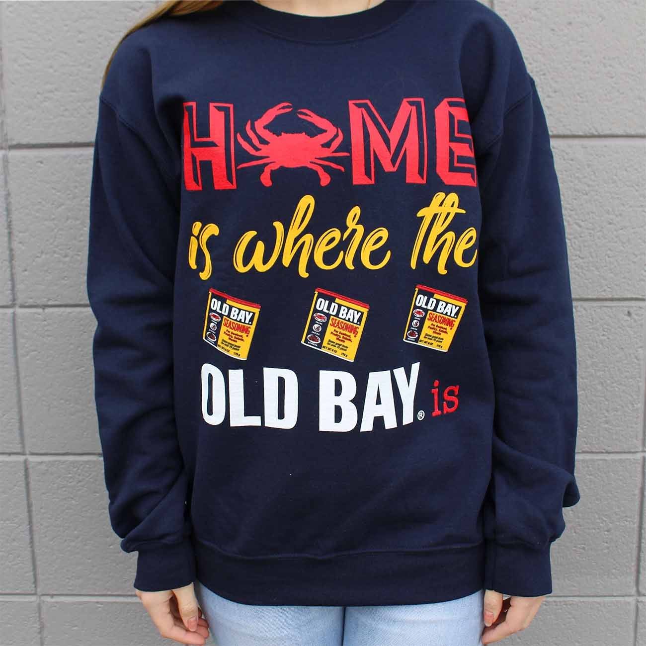 Home Is Where The Old Bay Is (Navy) / Crew Sweatshirt - Route One Apparel