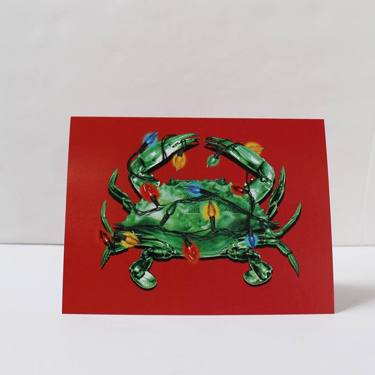 Crab Lights (Red) / 8-Pack Christmas Cards - Route One Apparel