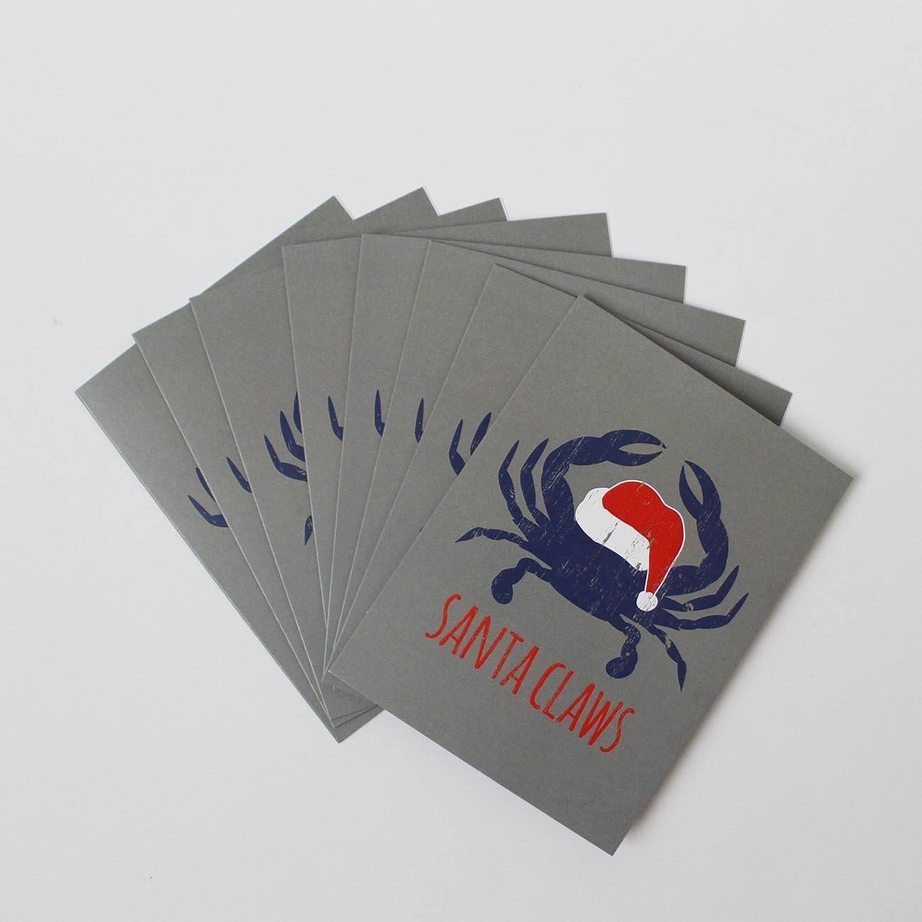 Santa Claws (Grey) / 8-Pack Christmas Cards - Route One Apparel