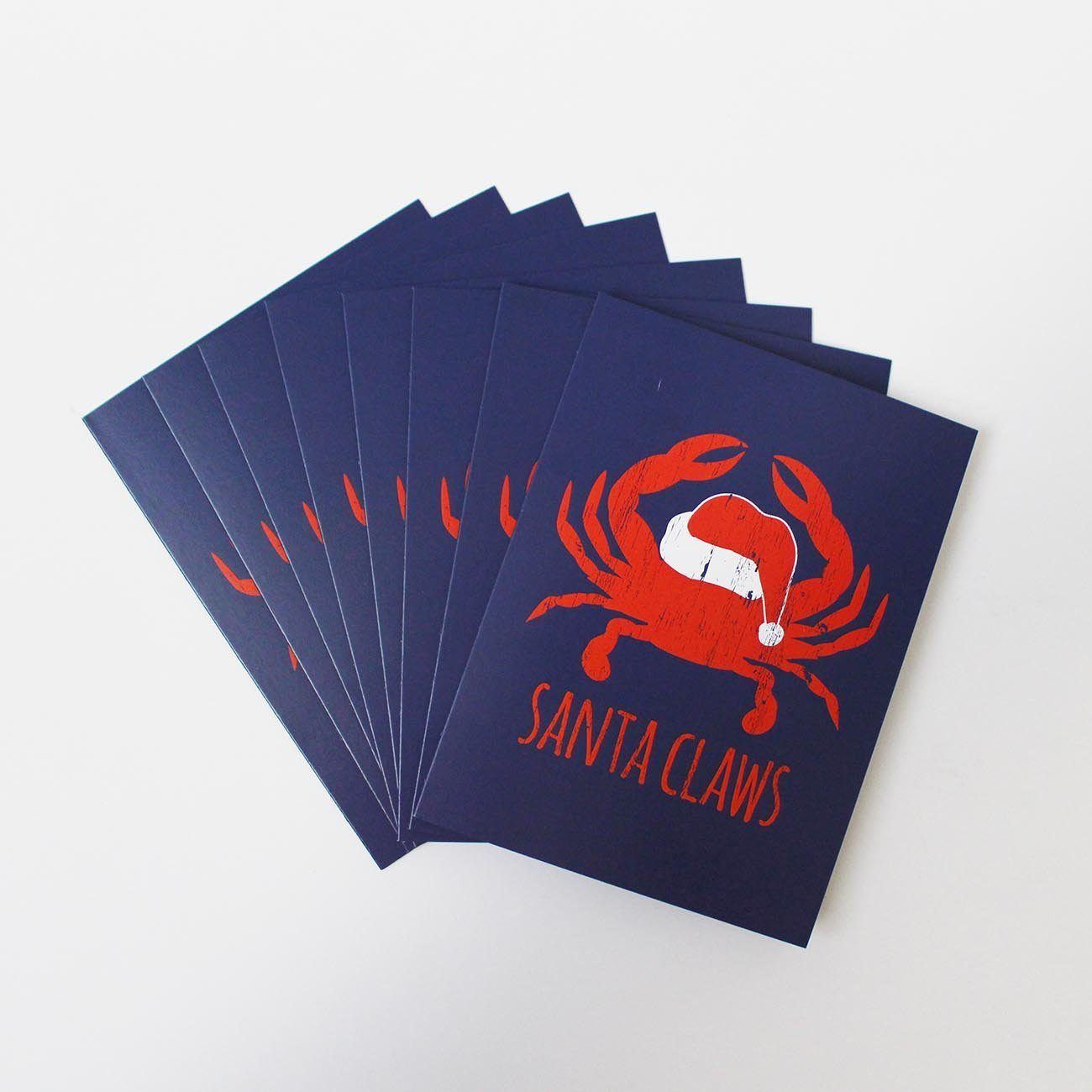 Santa Claws (Blue) / 8-Pack Christmas Cards - Route One Apparel
