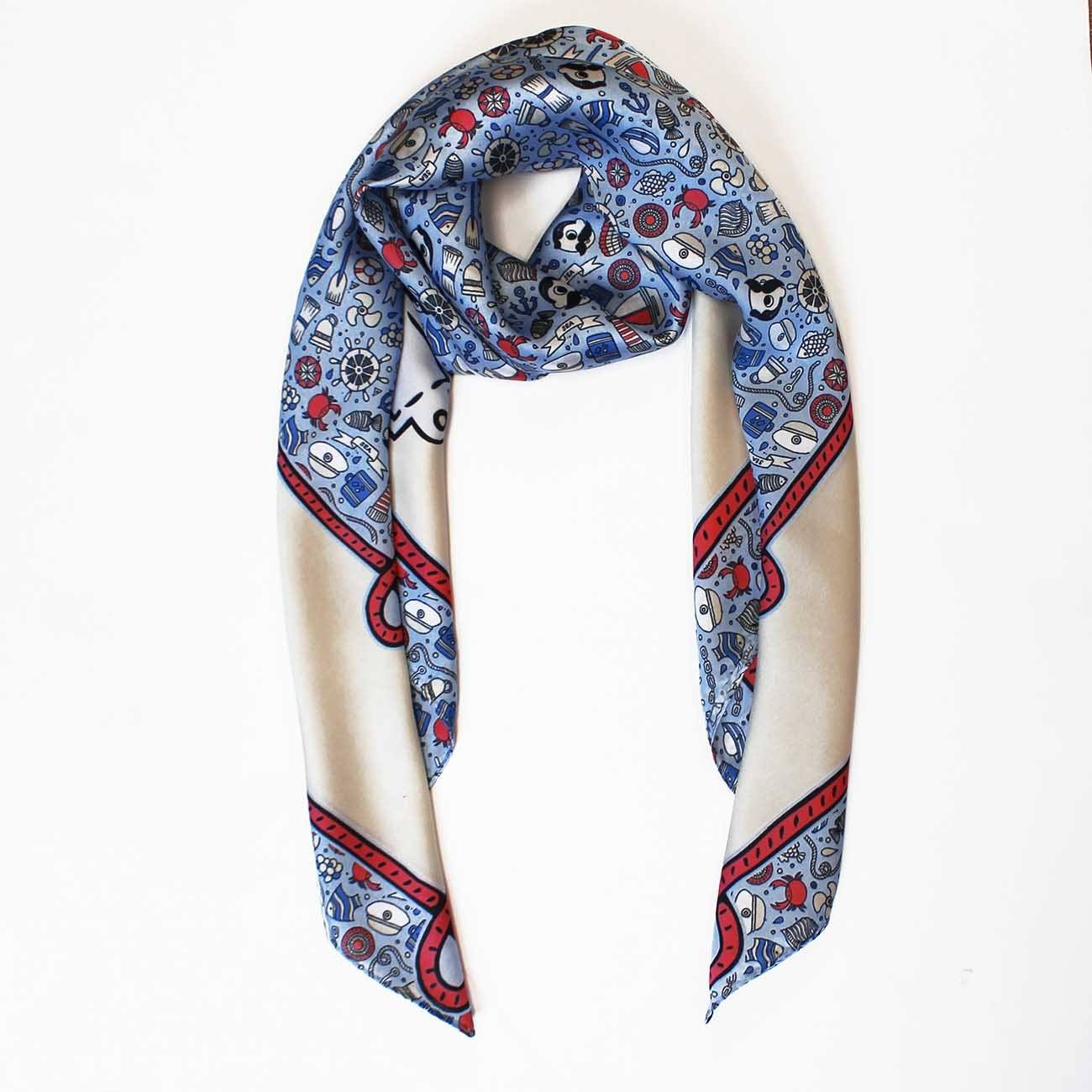 National Bohemian Nautical Boats & Bohs / Satin Scarf - Route One Apparel