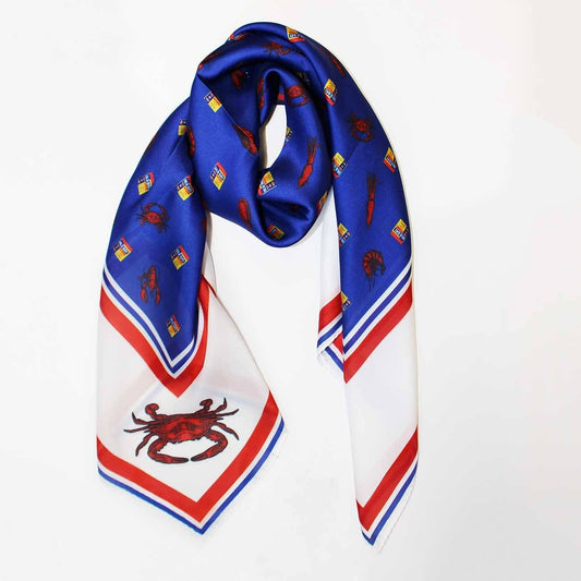 Old Bay Can, Crab, & Lobster / Satin Scarf - Route One Apparel