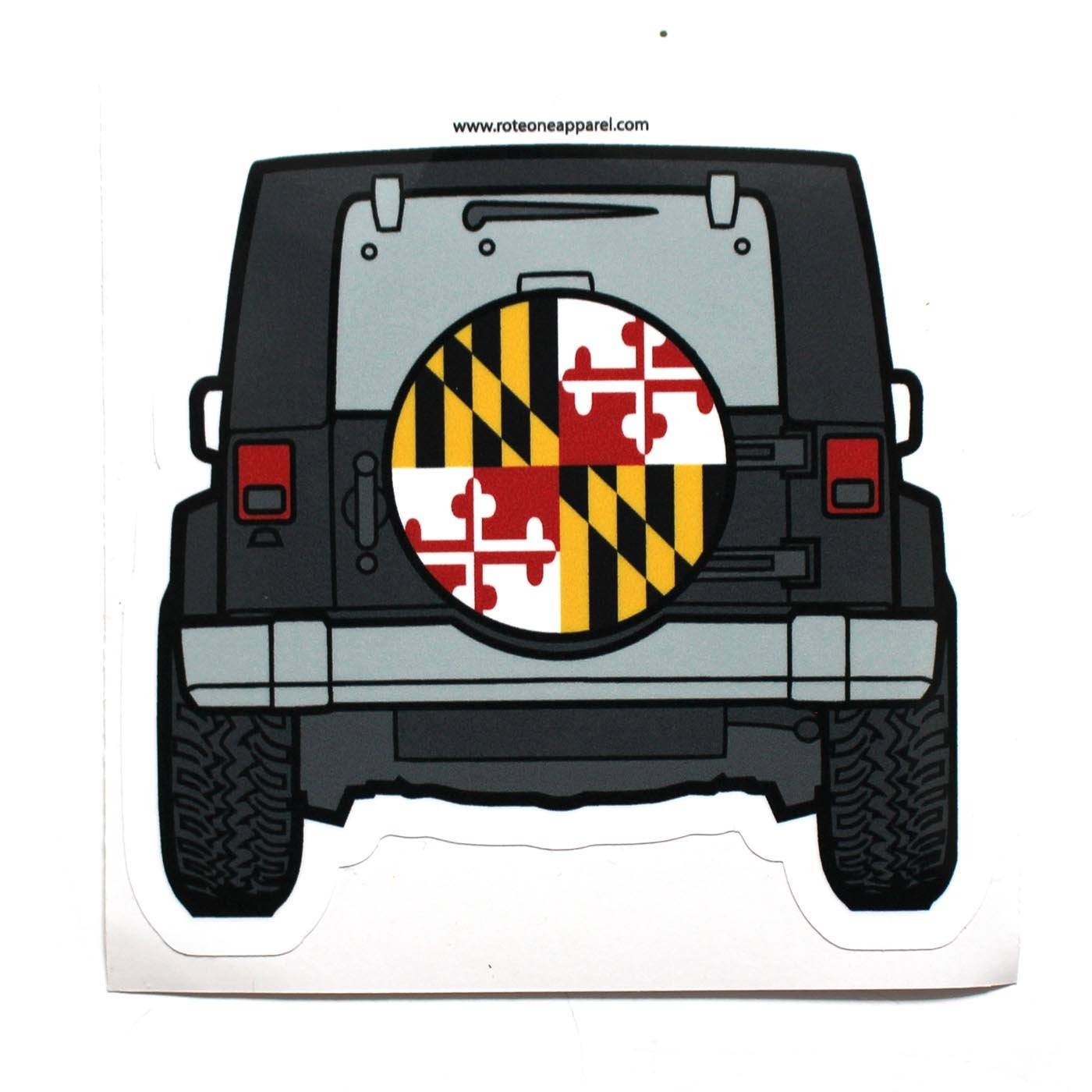 Off Road Vehicle with Maryland Flag Tire / Sticker - Route One Apparel