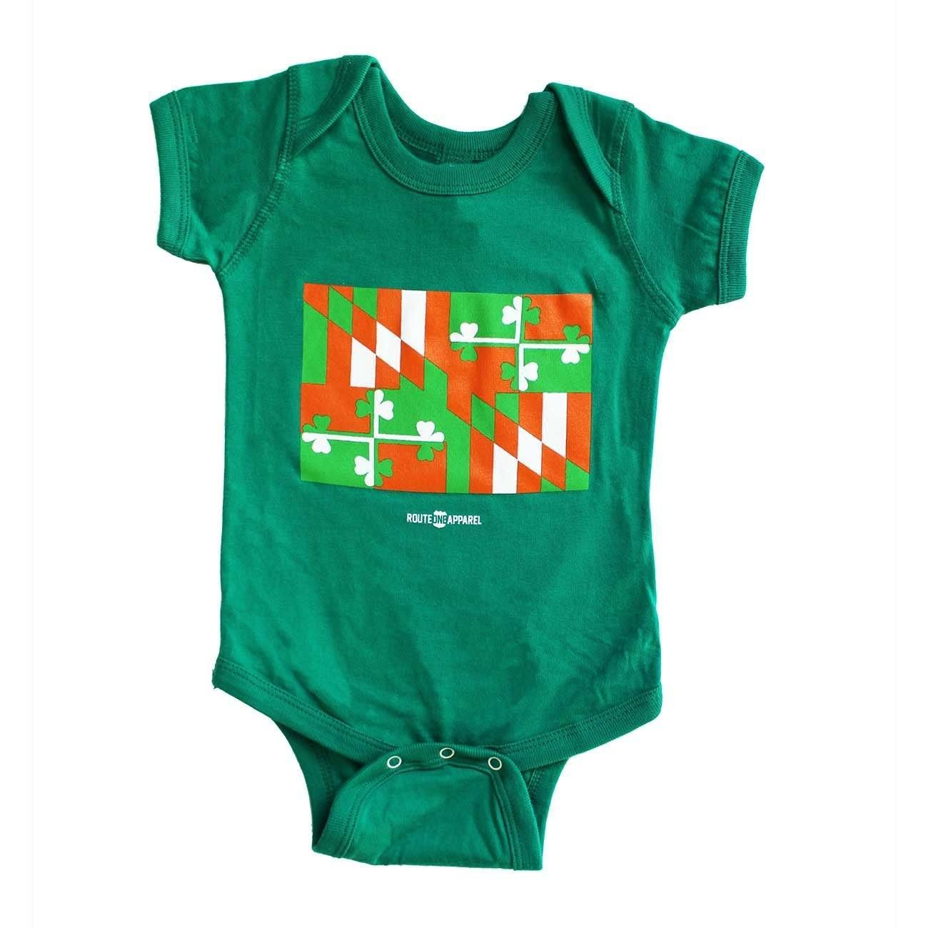 Irish Maryland Flag (Green) / Baby Onesie - Route One Apparel