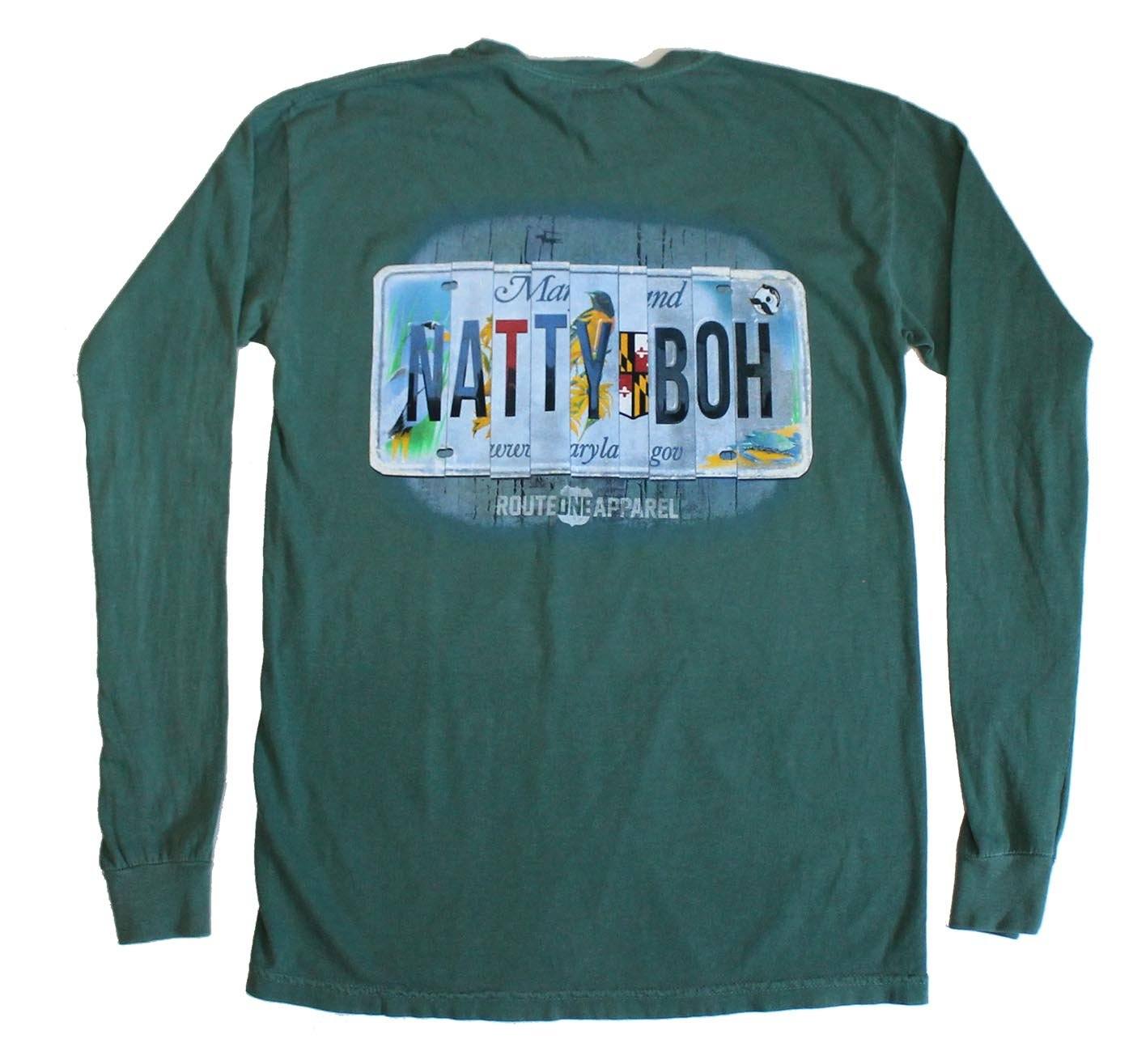 Natty Boh License Plate (Light Green) / Long Sleeve Shirt - Route One Apparel