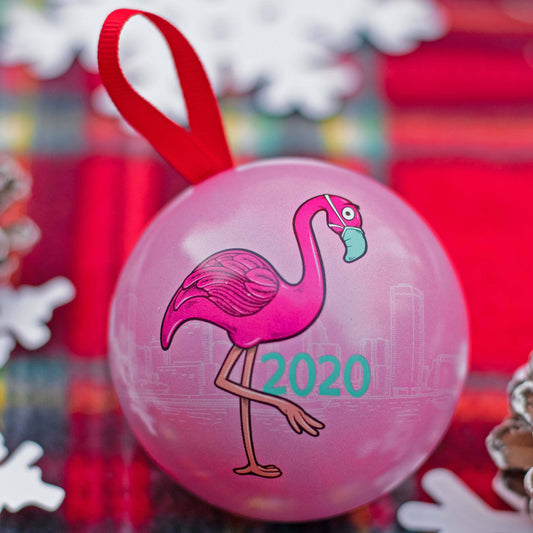 Flamingo BMORE Safe (Light Pink) / Tin Ball Ornament - Route One Apparel