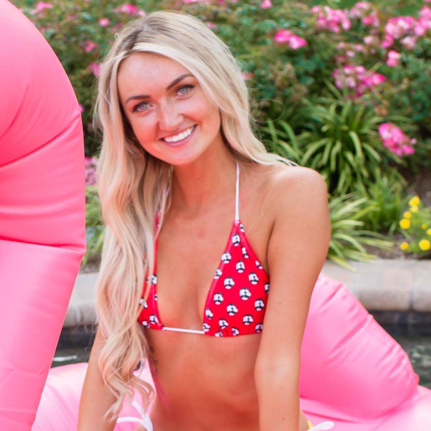 Natty Boh Logo Pattern (Red) / Bikini Top - Route One Apparel
