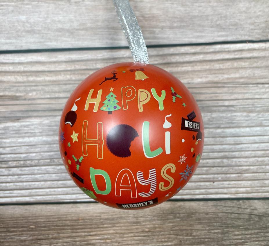 HERSHEY'S Happy Holiday (Red)  / Tin Ball Ornament - Route One Apparel