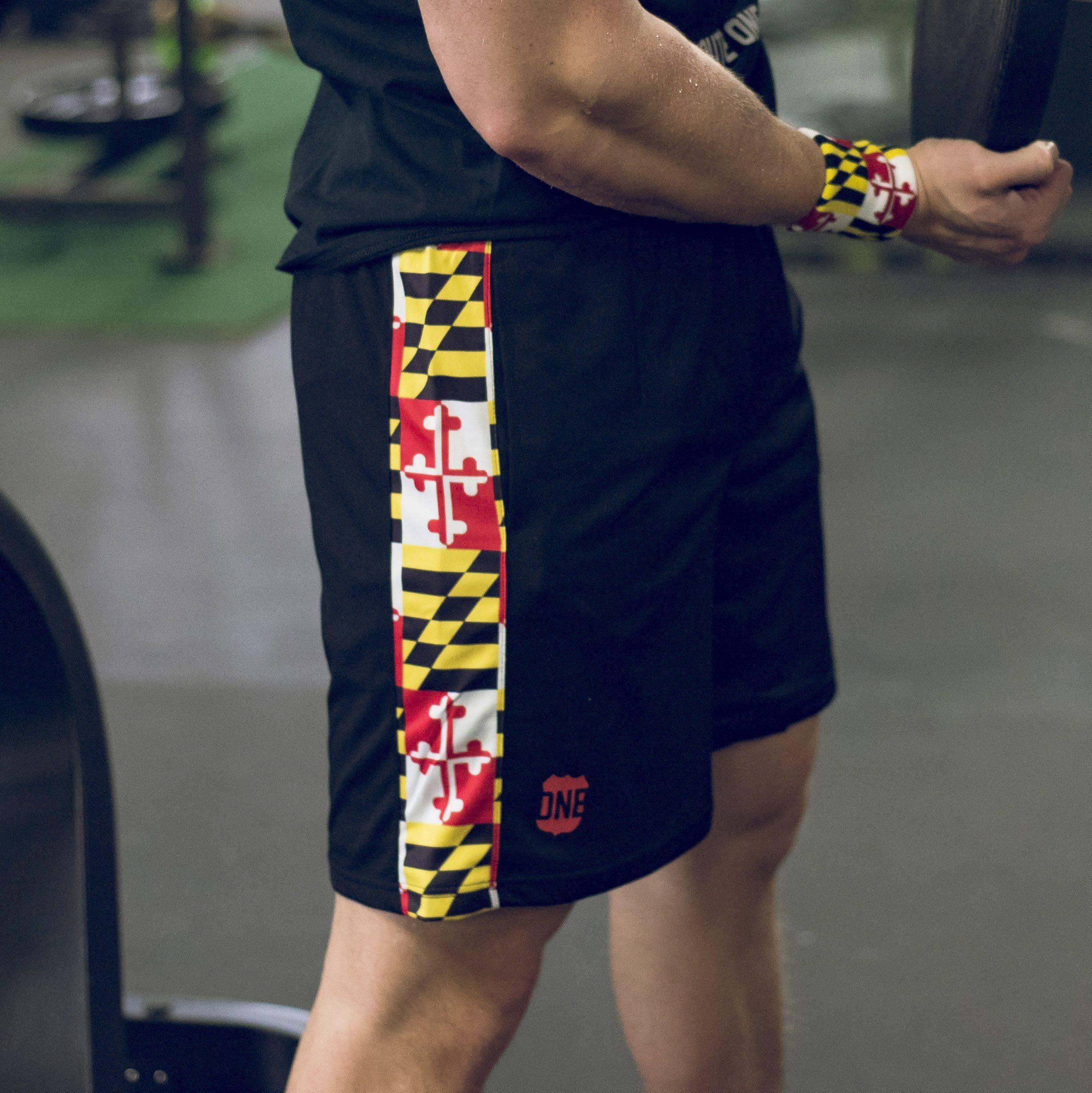 Maryland Flag (Black) / Running Shorts (Men) - Route One Apparel