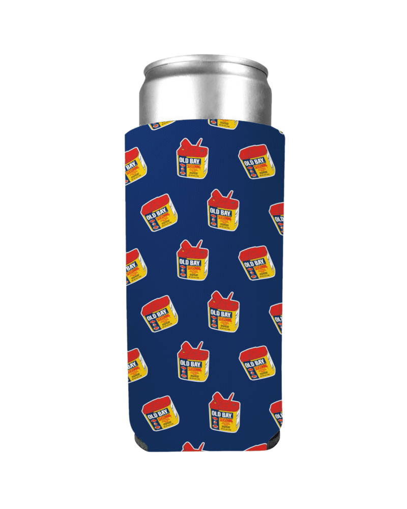 Old Bay 3-D Can Pattern (Blue) / Slim Can Cooler - Route One Apparel