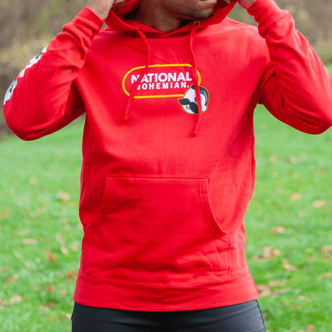 National Bohemian - Live Pleasantly Signature Can Sleeve (Red) / Hoodie - Route One Apparel